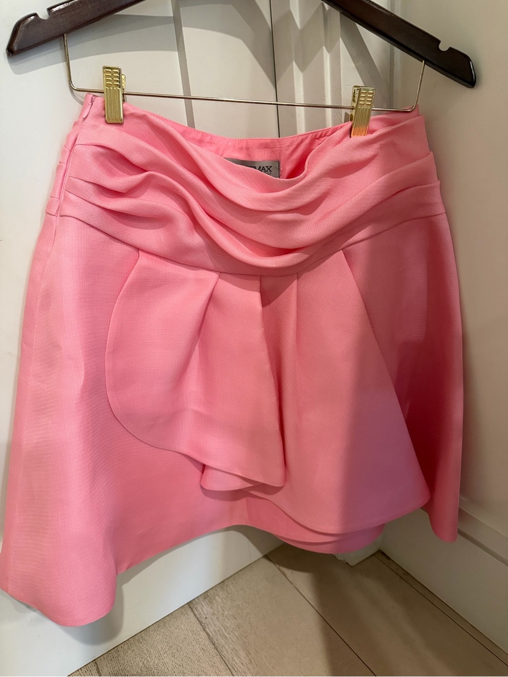 Sportmax Pink Draped Mini Skirt with Waist Ruching